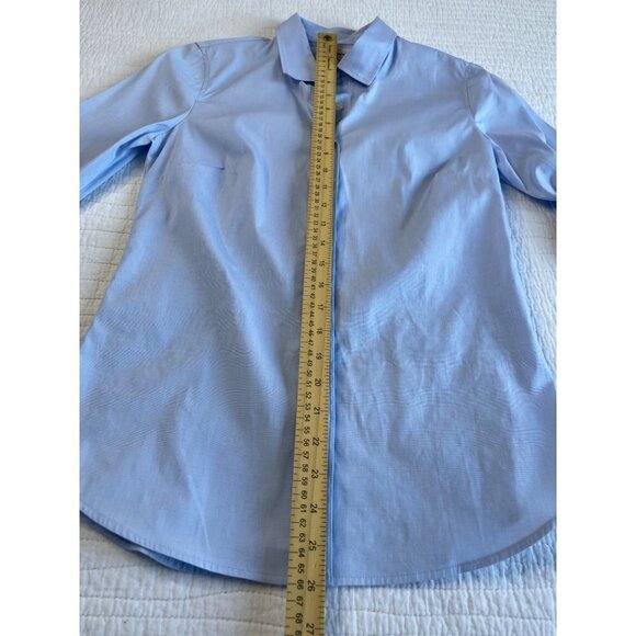 J.Crew Womens Perfect Blue Long Sleeve Button Front Career Shirt Sz XS - Picture 9 of 10